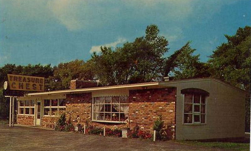 AJs Quiltery West (Treasure Chest) - Vintage Postcardd (newer photo)